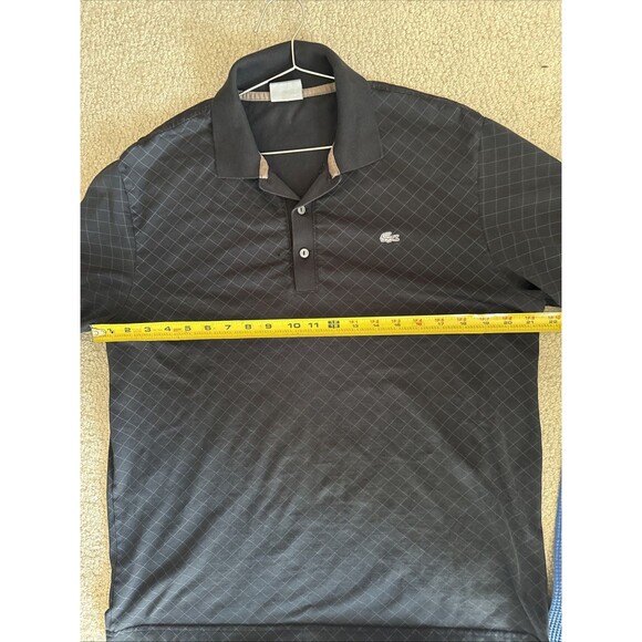 Lacoste Long Sleeve Black Diamond Pattern Polo Crocodile 5191L | Men’s 5 (Large) - Picture 8 of 9